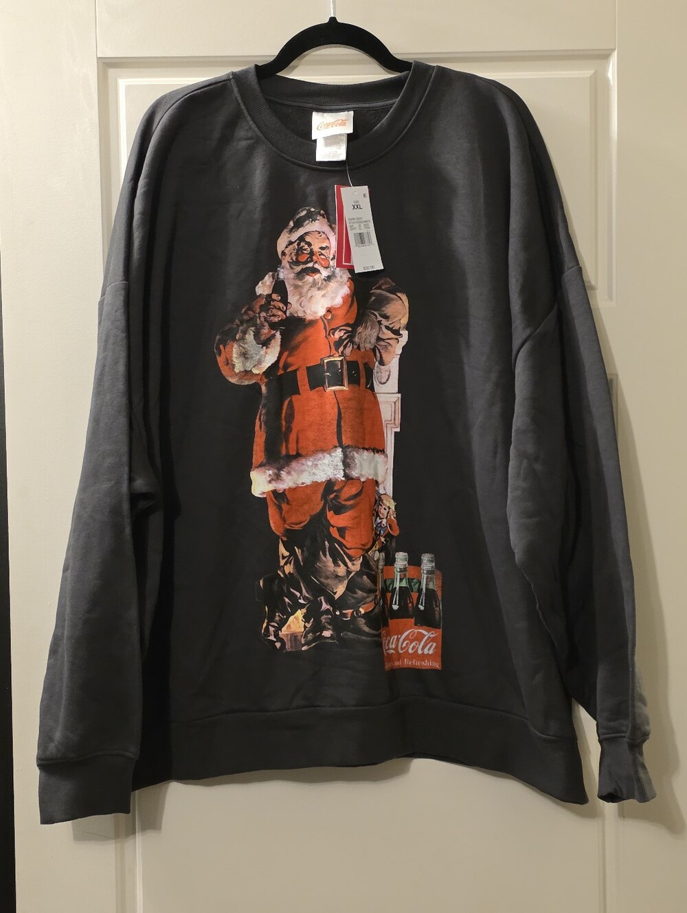 Coca Cola Gray Oversized Crewneck Sweatshirt with Vintage Santa Graphic XXL